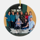 Aangepast 2-zijdig eenvoudig kerstfeest met foto's keramisch ornament (Voorkant)