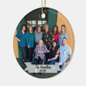 Aangepast 2-zijdig eenvoudig kerstfeest met foto's keramisch ornament (Links)