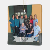 Aangepast 2-zijdig eenvoudig kerstfeest met foto's keramisch ornament (Links)