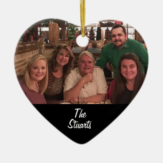 Aangepast 2-zijdig eenvoudig zwart gezin met kerst keramisch ornament (Voorkant)