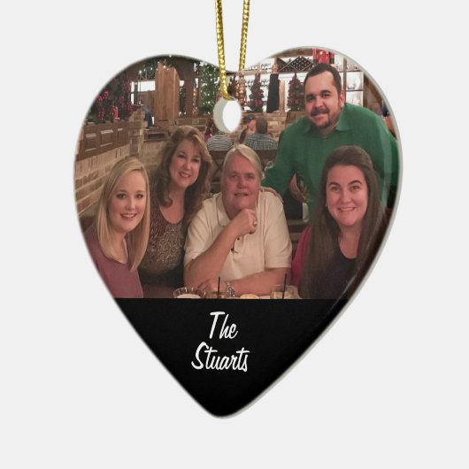 Aangepast 2-zijdig eenvoudig zwart gezin met kerst keramisch ornament (Links)