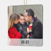 Aangepast 2-zijdig Eenvoudige kerstfoto's Keramisch Ornament (Links)