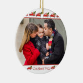 Aangepast, 2-zijdig, foto met rood kerstfeest keramisch ornament (Rechts)