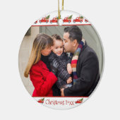 Aangepast, 2-zijdig, foto met rood kerstfeest keramisch ornament (Links)