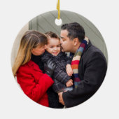 Aangepast, 2-zijdig, foto Red Truck-kerstkaart Keramisch Ornament (Achterkant)