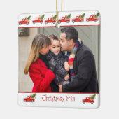 Aangepast, 2-zijdig, foto Red Truck-Kerstmis met f Keramisch Ornament (Links)