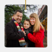 Aangepast, 2-zijdig, foto Red Truck-Kerstmis met f Keramisch Ornament (Achterkant)