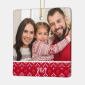 Aangepast 2-zijdig fotografie noords kerstfeest keramisch ornament (Links)