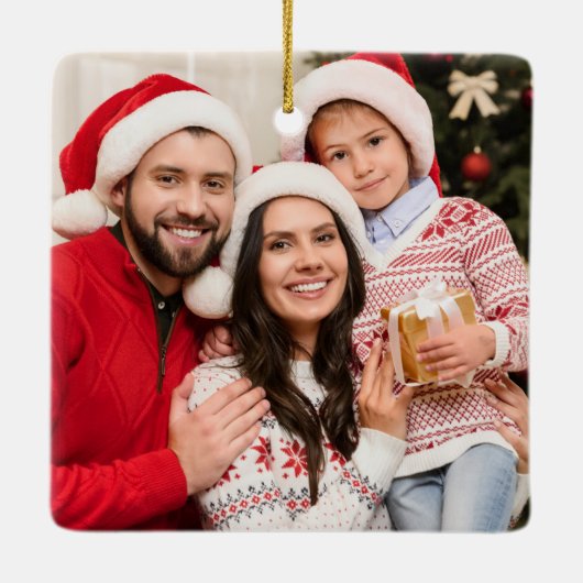 Aangepast 2-zijdig fotografie noords kerstfeest keramisch ornament (Achterkant)