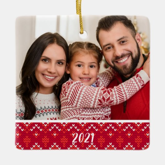 Aangepast 2-zijdig fotografie noords kerstfeest keramisch ornament (Voorkant)