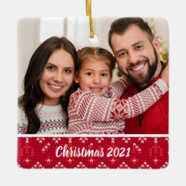 Aangepast 2-zijdig fotografie noords kerstrecorder keramisch ornament