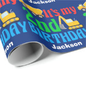 Aangepast 2e verjaardag van het bouwvoertuig voor cadeaupapier (Rol Hoek)