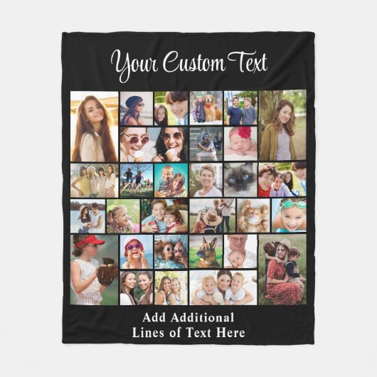 Aangepast 30 fotocollage zwart fleece deken (Voorkant)