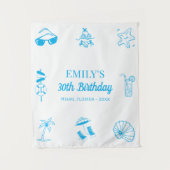 Aangepast 30e 40e 50e strand thema verjaardagsfees wandkleed (Voorkant)