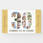 Aangepast 30e geboortedag Neutrale foto-collage Spandoek (Horizontaal)