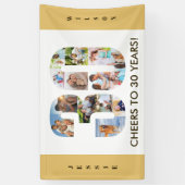 Aangepast 30e geboortedag Neutrale foto-collage Spandoek (Verticaal)