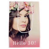 Aangepast 30e verjaardagsfoto hallo 30 roos goud medium cadeauzakje (Achterkant)