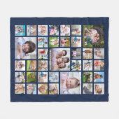Aangepast 36 Foto Collage Navy Blue Fleece Deken (Voorkant (Horizontaal))