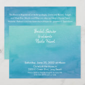 Aangepast 3 Blauw/Blauwgroen Ombre Waterverf Vrijg Kaart (Voorkant / Achterkant)