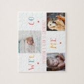 Aangepast 3-familiefollage WELCOME-baby voor pasge Legpuzzel (Verticaal)
