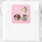 Aangepast 3- Foto "Beste moeder ooit" Zachte paste Vierkante Sticker (Tas)
