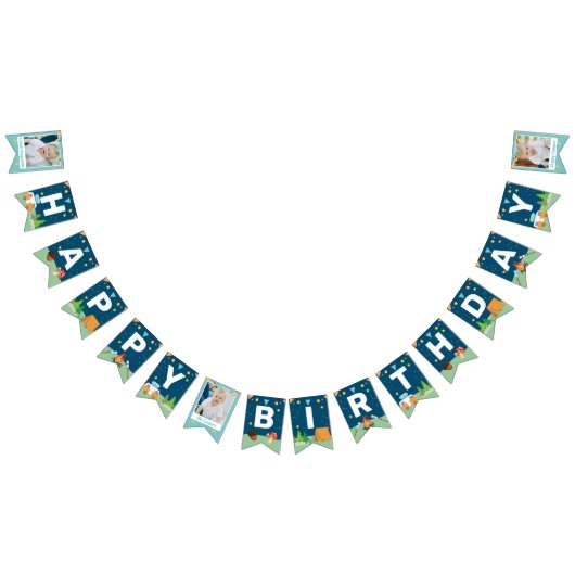 Aangepast 3 Foto Camping Birthday Camp Out Party Vlaggetjes (Alle)