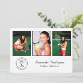 Aangepast 3 Foto Chic Emblem White Graduation Part Kaart (Staand voorkant)