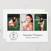 Aangepast 3 Foto Chic Emblem White Graduation Part Kaart (Voorkant / Achterkant)