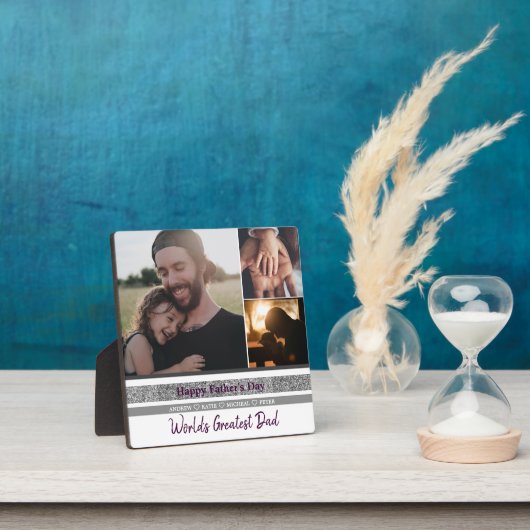 Aangepast 3 Foto Collage First Vaderdag Fotoplaat (Insitu)