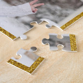 Aangepast / 3 Foto Collage Gold Glitter Metallic Legpuzzel (Zijkant)