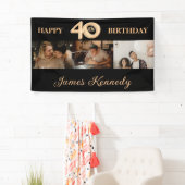 Aangepast 3 Foto Collage Happy 40th Birthday Party Spandoek (Insitu)