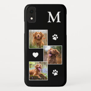 Aangepast 3 Foto Collage Modern Black Dog Case-Mate iPhone Case