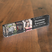 Aangepast 3 Foto Collage Naam Acrylbureau Naambordje (Zijkant)