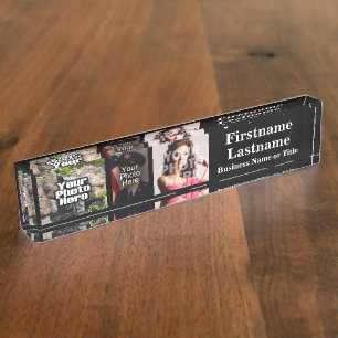 Aangepast 3 Foto Collage Naam Acrylbureau Naambordje