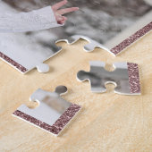 Aangepast / 3 Foto Collage Roos Gold Glitter Legpuzzel (Zijkant)