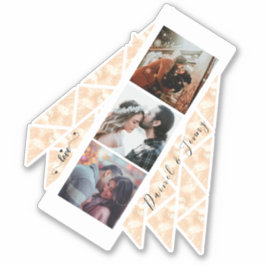 Aangepast 3 Foto Collage Roos Gold Marble gift Sticker