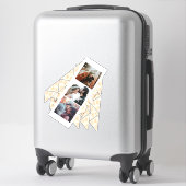 Aangepast 3 Foto Collage Roos Gold Marble gift Sticker (Koffer)