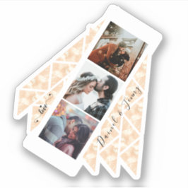 Aangepast 3 Foto Collage Roos Gold Marble gift Sticker