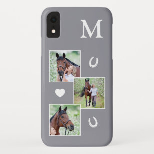 Aangepast 3 Foto grijs paard Case-Mate iPhone Case