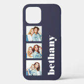 Aangepast 3-foto klompmonogram donkerblauw Case-Mate iPhone case (Achterkant)