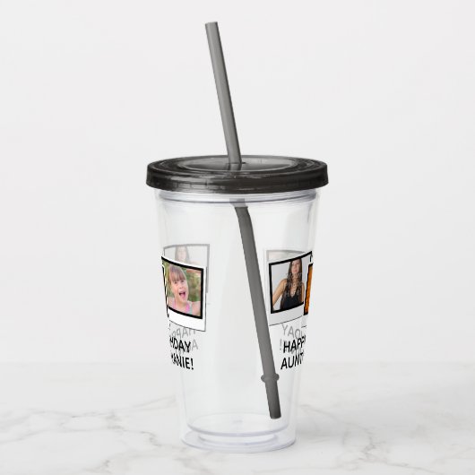 Aangepast 3-foto-momentopname Lijsten persoonlijke Acryl Drinkbeker (Links)