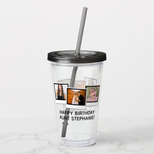 Aangepast 3-foto-momentopname Lijsten persoonlijke Acryl Drinkbeker (Achterkant)