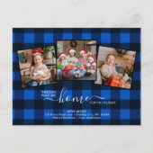 Aangepast 3 Foto New Home Blue Pset Holiday Moveme Aankondigingskaart (Voorkant)