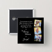Aangepast 3 Foto van begrafenisgeheugen Vierkante Button 5,1 Cm (Voorkant /achterkant)