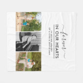 Aangepast 3-foto wit bij liefhebbend geheugen fleece deken (Voorkant (Horizontaal))