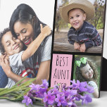 Aangepast 3 Fotocollage Beste tante ooit Fotoplaat<br><div class="desc">Foto collage plaque met de beste tante ooit typografie om zich te personaliseren met 3 afbeeldingen. De multi-fotoplaque maakt een uniek keepascadeau voor de speciale tante.</div>