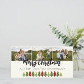 Aangepast 3 fotocollage met kerstbomen feestdagenkaart (Staand voorkant)