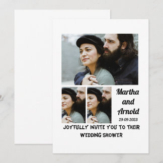 Aangepast 3 Fotocollage voor bruiloft Kaart