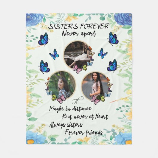 Aangepast 3 Fotocollage zuster Forever Fleece Deken (Voorkant)