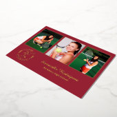 Aangepast 3 Fotogradatie Party Maroon en Gold Folie Uitnodiging (Gedraaid)